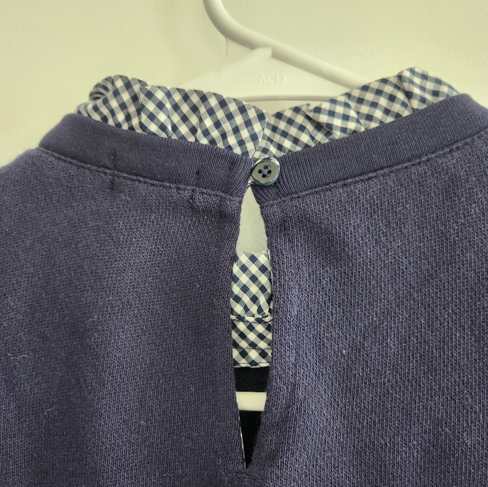 J. Crew Crewcuts Sweater Gingham Ruffle Plaid Collar 3/4 Sleeves Size 10 - Picture 6 of 6